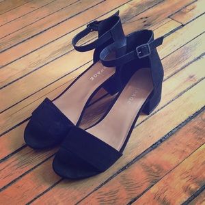 Black strappy heels sandals with ankle strap